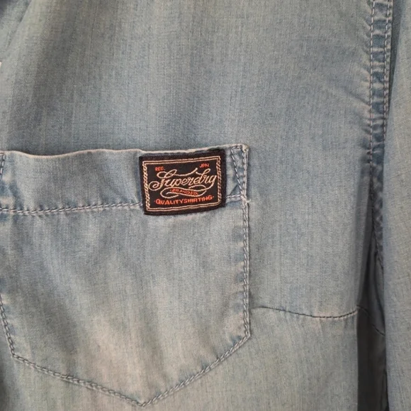 Superdry Size M Womens Button Up Long Sleeve Denim Shirt Collared. - Picture 6 of 11
